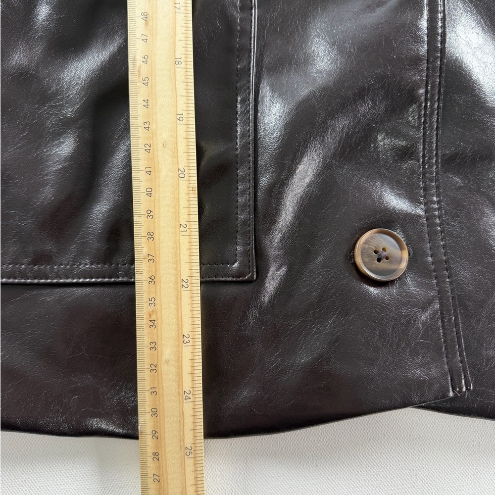 A New Day Women'’s Faux Leather Jacket Front Button Full Lining Brown M - Picture 11 of 11